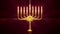 nice golden hanukkah menora flaming . object 3D rendering