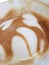 Nice heart shape of hot latte art coffee