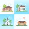 Nice houses - set of modern flat design style vector illustrations