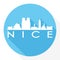 Nice Italy Europe Round Icon Vector Art Flat Shadow Design Skyline City Silhouette Template Logo