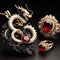 Nice jewelry in the shape of dragon with precious ivory, stones, gold and platinum generated by artificial intelligence