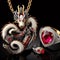 Nice jewelry in the shape of dragon with precious ivory, stones, gold and platinum generated by artificial intelligence