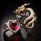 Nice jewelry in the shape of dragon with precious ivory, stones, gold and platinum generated by artificial intelligence