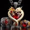 Nice jewelry in the shape of dragon with precious ivory, stones, gold and platinum generated by artificial intelligence