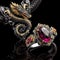 Nice jewelry in the shape of dragon with precious stones, gold and platinum generated by artificial intelligence