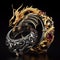 Nice jewelry in the shape of dragon with precious stones, gold and platinum generated by artificial intelligence