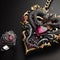 Nice jewelry in the shape of dragon with precious stones, gold and platinum generated by artificial intelligence