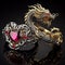 Nice jewelry in the shape of dragon with precious stones, gold and platinum generated by artificial intelligence