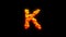 Nice lava stones letter K - burning hot orange - red character, isolated - object 3D rendering