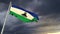 Nice Lesotho flag on massive dark clouds backdrop - abstract 3D rendering