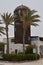 Nice Lighthouse Built Of Black Stone Molinera In Caleta De Fuste. July 8, 2013. Antigua Fuerteventura Canary Islands Nature