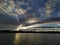 Nice lonely landscape with lake and cloudy sky