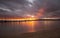 Nice long exposure picture from a sunset beach in Catalonia, Costa Brava town Palamos in Spain