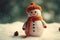 The nice lovely snowman made of knitting threads. A template for a New Year\\\'s card.