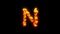 Nice magma stones letter N - burning hot orange - red character, isolated - object 3D rendering