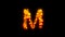 Nice magmatic stones letter M - burning hot orange - red character, isolated - object 3D illustration