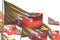 Nice many Bhutan flags are waving isolated on white - any feast flag 3d illustration