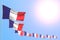 Nice many France flags placed diagonal with soft focus and free place for content - any holiday flag 3d illustration