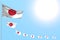 Nice many Japan flags placed diagonal with selective focus and free space for text - any holiday flag 3d illustration