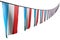 Nice many Luxembourg flags or banners hanging diagonal with perspective view on rope isolated on white - any occasion flag 3d