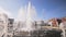 Nice modern fountain on city square at station