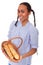 Nice multi-ethnic girl with bread in basket