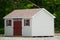 nice new gray storage shed roof door window