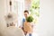 Nice nurse bringing vegetables to old patient