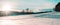 Nice panoramatic Czech winter landscape with sun and trees