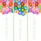 Nice picture with three bookmarks with floral patterns on the to