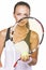 Nice Portrait of a Young Female Tennis Sportswoman Player With N