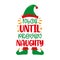 Nice until proven naughty - funny slogan with elf hat and shoes