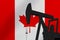 Nice pumpjack oil extraction  with the Canada flag 3d render