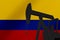 Nice pumpjack oil extraction with Colombia flag 3d render