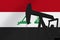 Nice pumpjack oil extraction with Iraq flag 3d render
