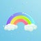 A nice rainbow with clouds against the sky with stars