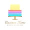 Nice Rainbow Color Cake Logo for Bakery Business or Birthday Celebration