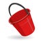 Nice Red Plastic Bucket with black handle on white