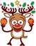 Nice reindeer holding Xmas baubles and ornaments