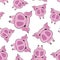 Nice seamless pattern of pink pigs to the new year 2019