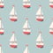 Nice seamless pattern with yacht. Nautical elements. Retro toys. Summer Travel Design - Sail Boat. Vector illustration