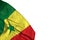 Nice Senegal flag with big folds lying in bottom left corner isolated on white - any holiday flag 3d illustration