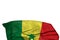 Nice Senegal flag with large folds lie in the bottom isolated on white - any holiday flag 3d illustration