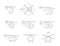 Nice Set of Line helicopters for your design transport fly collection aviation. Flat outline contour vector stock