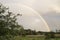 Nice skyscape. Rainy sky with rainbow