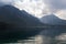 Nice sun rays over Vorderer langbathsee lake in Austria Alp mountain