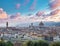 Nice sunny skyline of Florence. Panoramic view, aerial skyline of Florence Firenze Cathedral of Santa Maria del Fiore, Ponte