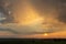 Nice sunset dramatic sky with landscape silhouette, Palava Czech republic