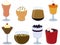 Nice sweet desserts in different glasses with toppings vector illustration