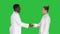 Nice to meet you Doctors meet and shake hands on a Green Screen, Chroma Key.